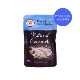 GrandPet Natural Gourmet 10 Pouches gato de Pescado a las finas hierbas 85 gr