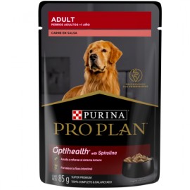 24 Pouches Pro Plan Perro Adulto Receta de Carne 85g.