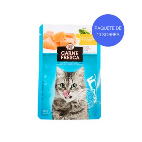 10 Pouches GrandPet Carne Fresca Gato de Salmón y Atún 85 gr