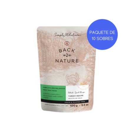 10 Sobres GrandPet Back 2 Nature para Perro Receta de Pavo 100 Gr. c/u