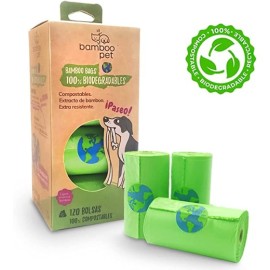 Bolsas Compostables, 100% Biodegradables 8 Rollos (120 Bolsas) para Desechos, Bamboo Pet