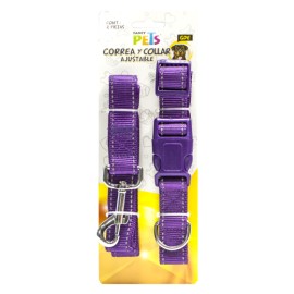 Collar Ajustable con Correa Grande de Nylon con Bandas Reflejantes para Perro, Fancy Pets