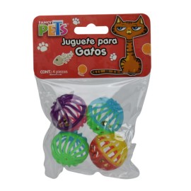 Juguete Pelota Bicolor para Gatos (4 Piezas), Fancy Pets